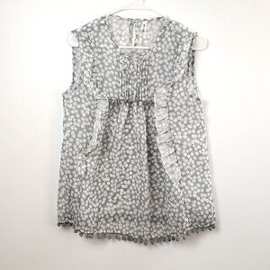 OrderPlus Women's Gray Floral Blouse Sleeveless